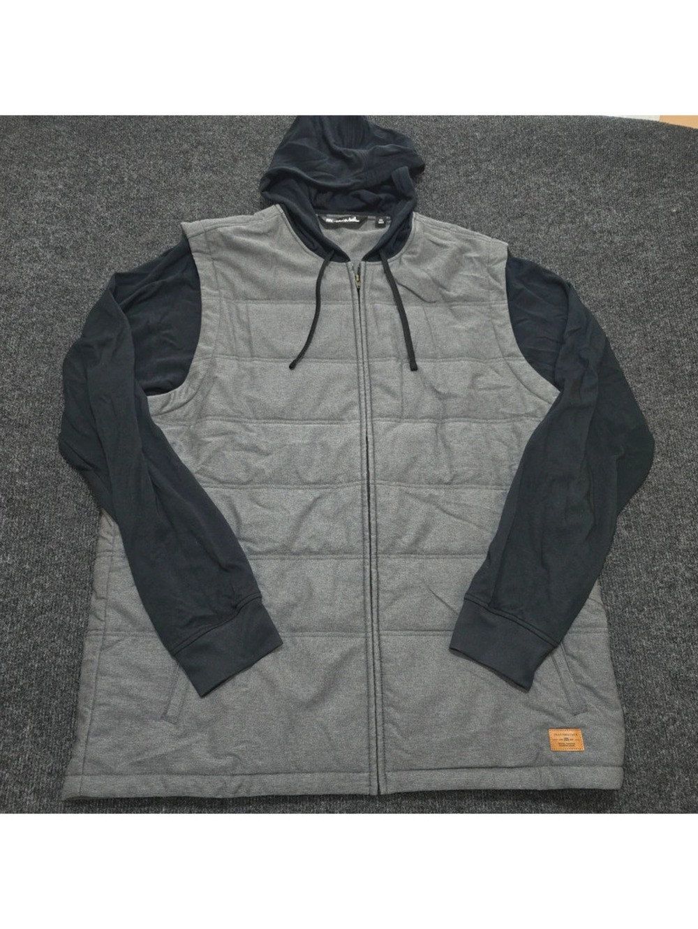 TravisMathew Scavenger Quilted Zip Hoodie Jacket Gray Black Golf XXL